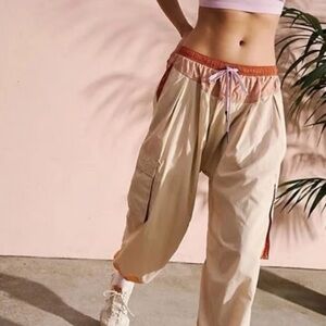 FP Movement Free People Spring Forward Parachute Track Pants Oat Beige Pink XS